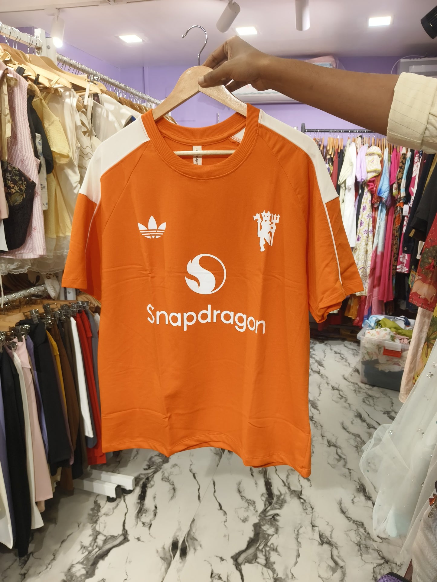 Orange Oversized Drop Shoulder Sports Tee