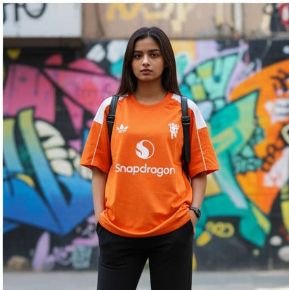Orange Oversized Drop Shoulder Sports Tee