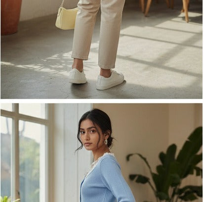 Sky Blue Lace-Trimmed Cropped Cardigan